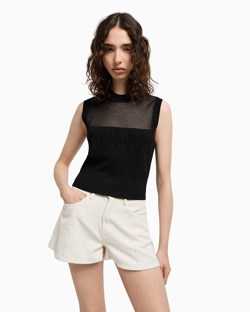Openwork knit top
