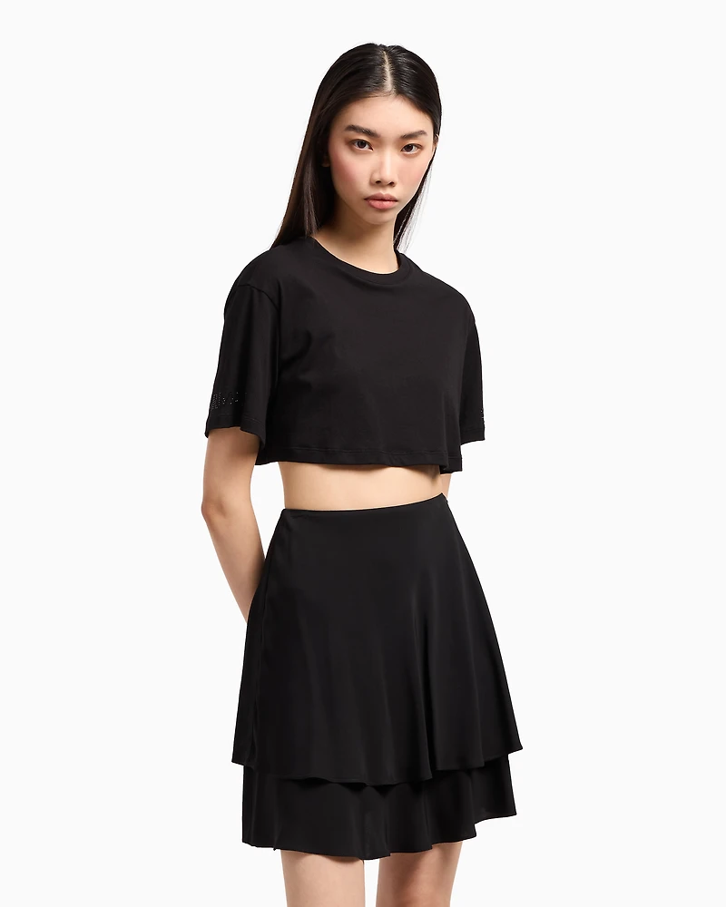 Cropped T-shirt with logo on the sleeves