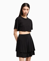 Cropped T-shirt with logo on the sleeves