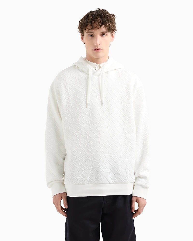 Tonal Embossed Hoodie Sweatshirt