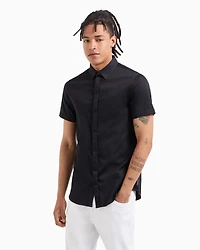 Slim fit short sleeve shirt stretch satin