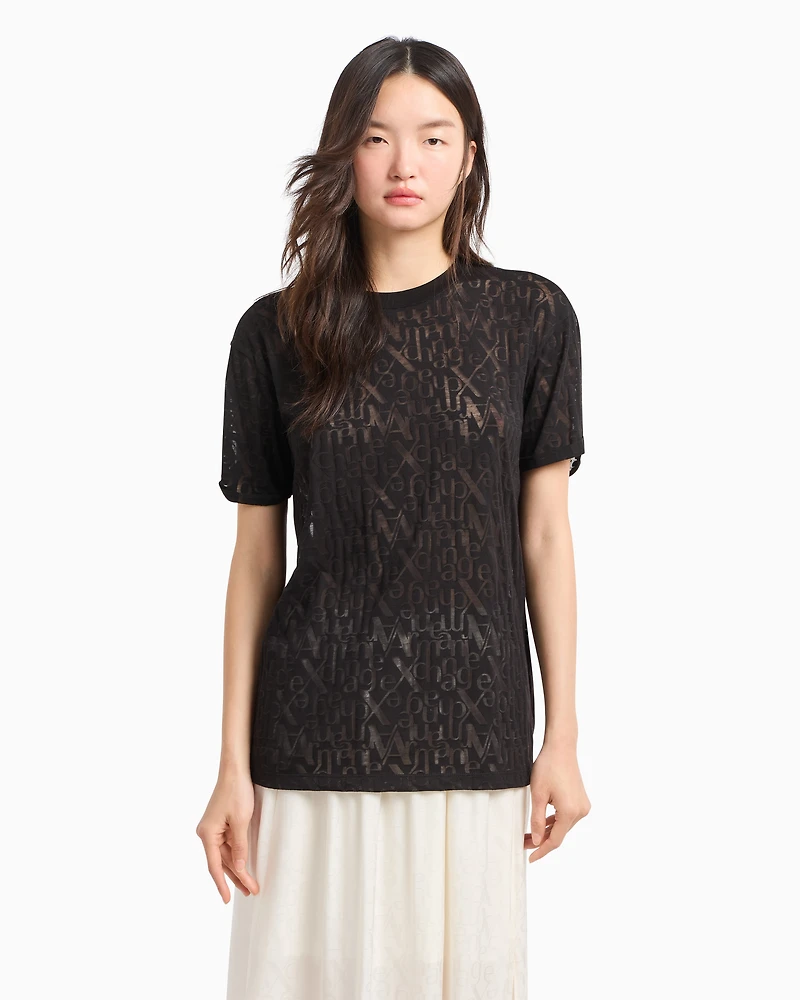 Relaxed fit T-shirt flamed fabric with logo