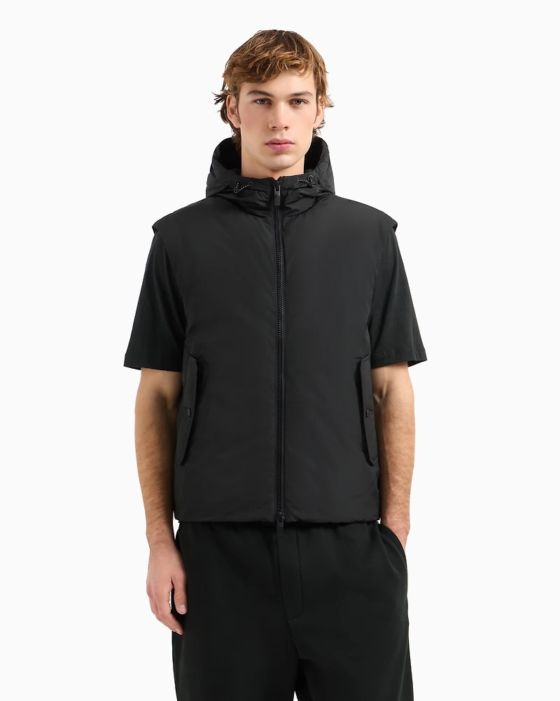Sleeveless jacket with hood