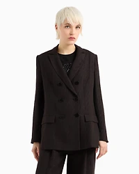 Double-breasted jacket fabric with allover logo