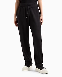 Interlock trousers with rhinestone logo