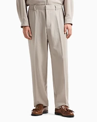 Emporio Armani - Seersucker nylon trousers with elasticated back, Man, Grey, Size:
