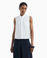 Emporio Armani - Fluid crêpe sleeveless blouse, Woman, White, Size: