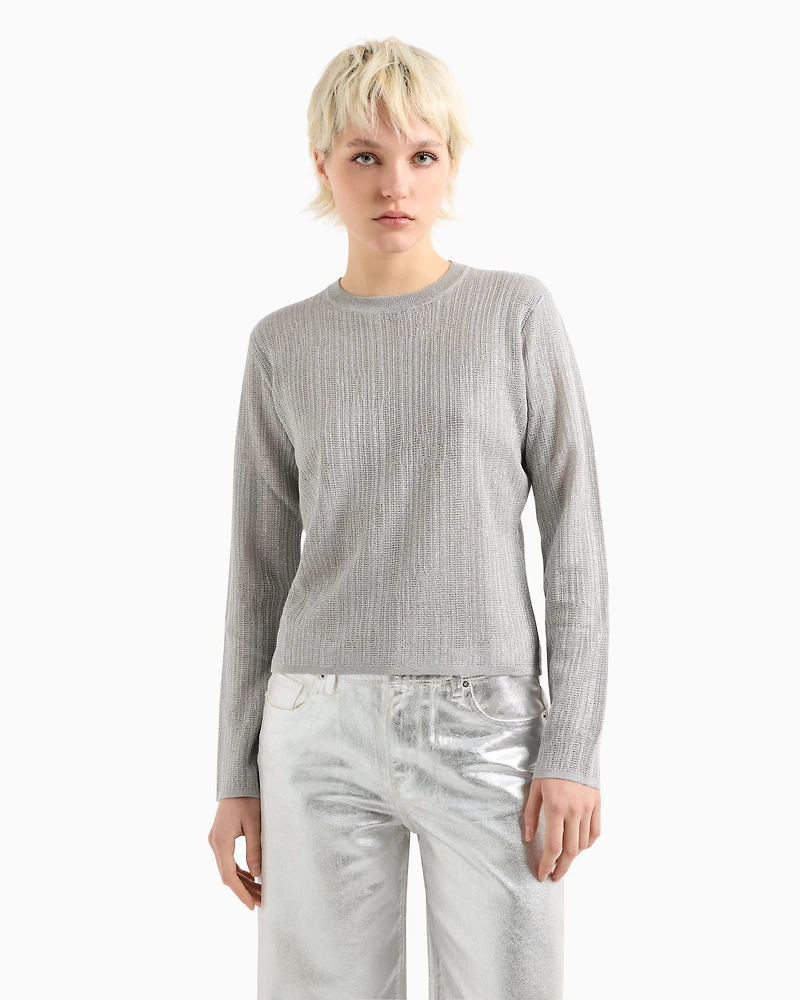 Long-sleeved sweater lurex yarn