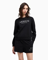 Sweatshirt shorts with logo and rhinestones