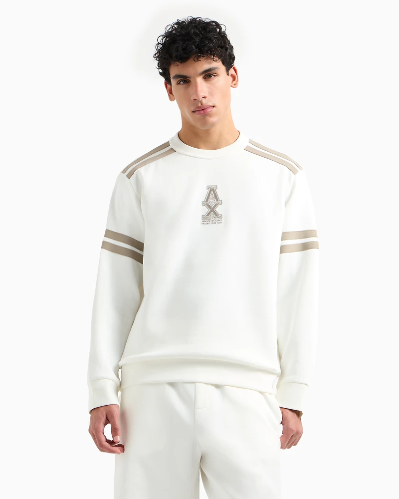 Crewneck sweatshirt with stripes and logo