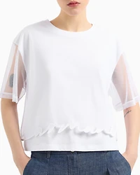 Cropped T-shirt with shaped bottom