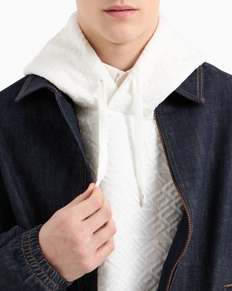 Tonal Embossed Hoodie Sweatshirt