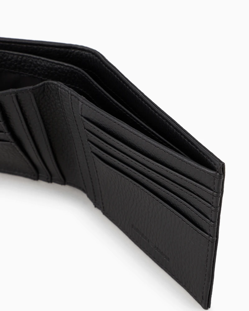 Emporio Armani - Gift box with wallet and keyring in tumbled leather, Man, Black, Size: TU