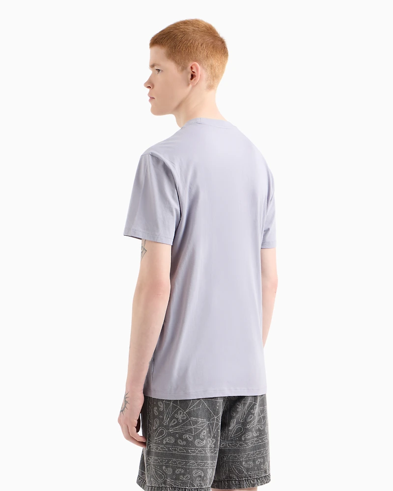 Armani Exchange - Regular fit T-shirt with patterned pocket, Man, Purple, Size: L