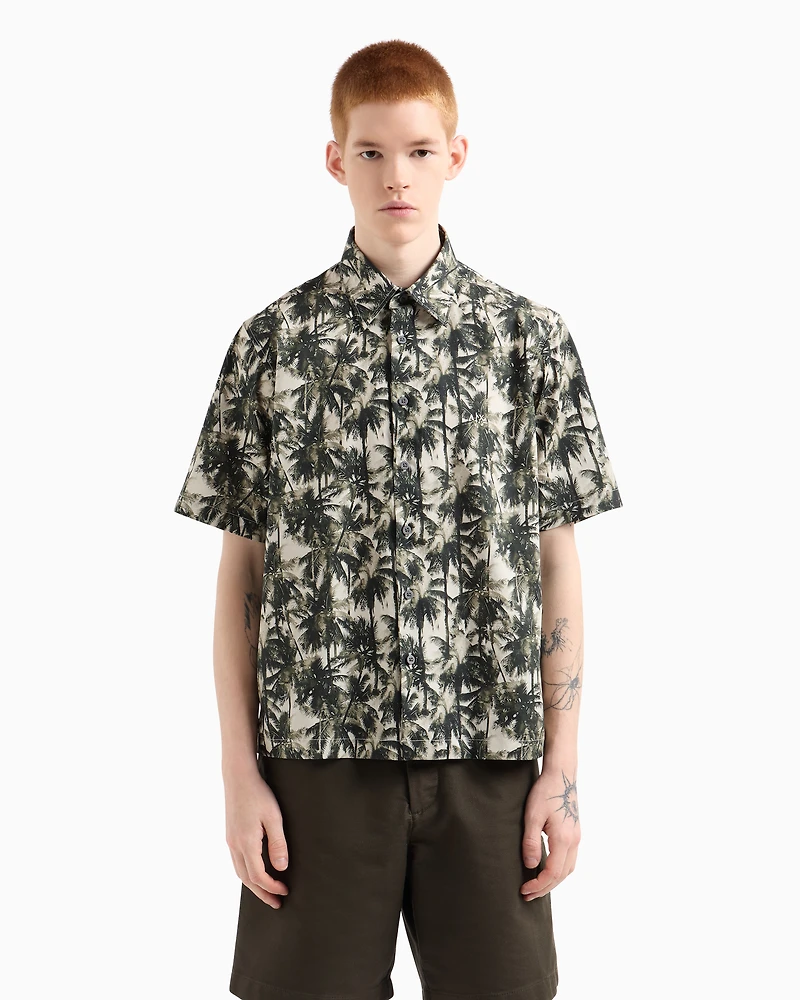 Regular fit palm tree patterned shirt
