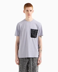 Armani Exchange - Regular fit T-shirt with patterned pocket, Man, Purple, Size: L
