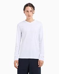 Pima Cotton Long Sleeve V-Neck T-Shirt