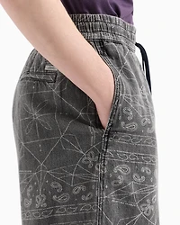 Cotton and linen Bermuda shorts with kaleidoscope print