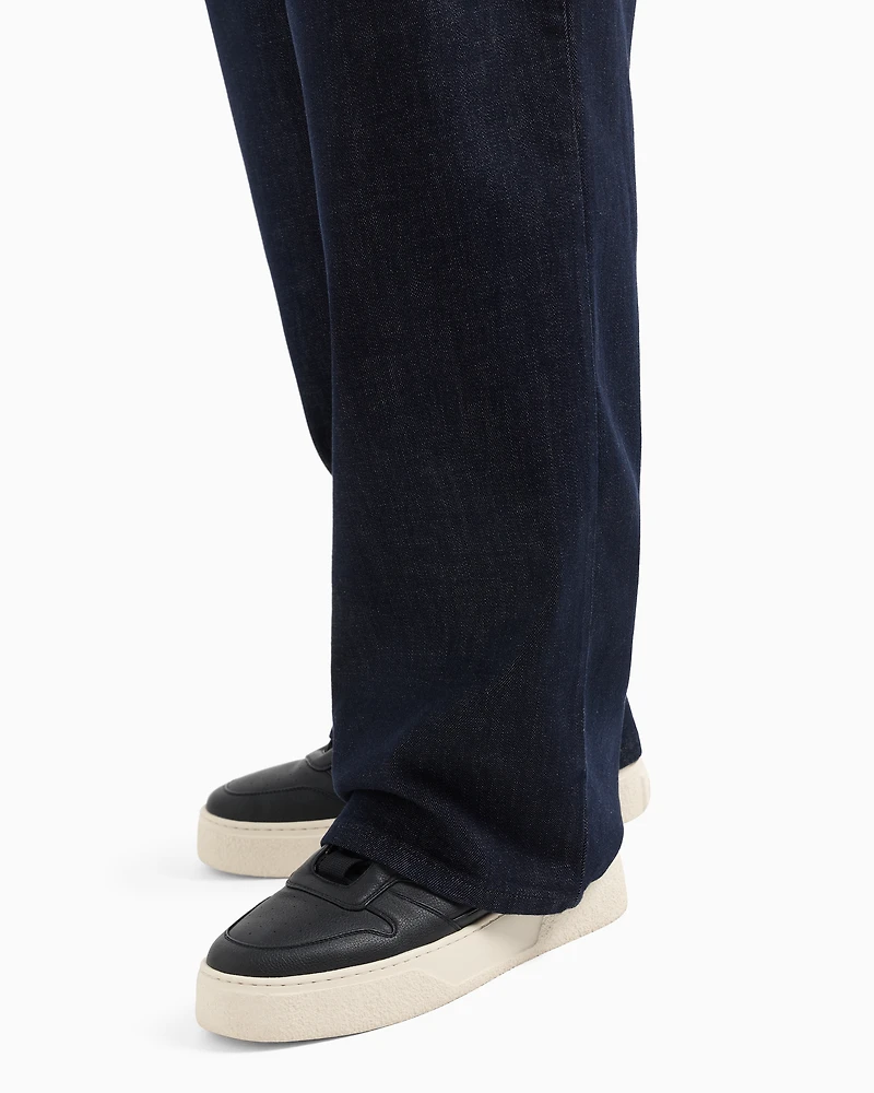 Wide leg denim jeans