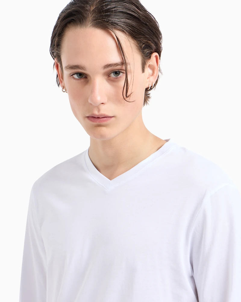 Pima Cotton Long Sleeve V-Neck T-Shirt