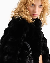 Armani Exchange - Faux fur jacket with waves, Woman, Black, Size: