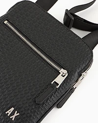 Armani Exchange - Flat shoulder bag with embossed logo on the entire surface, Man, Black, Size: TU