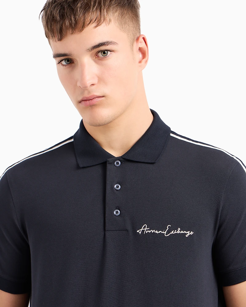 Armani Exchange - Regular fit polo shirt with Signature Logo, Man, Navy Blue, Size: