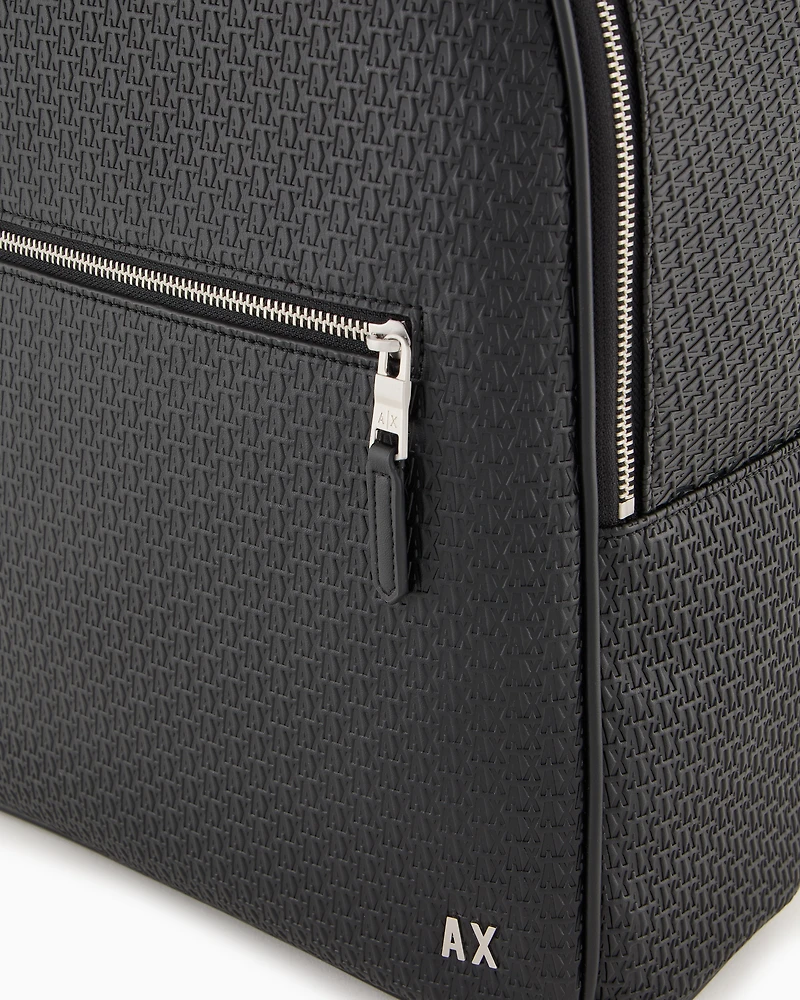Armani Exchange - Backpack with all-over embossed logo, Man, Black, Size: TU