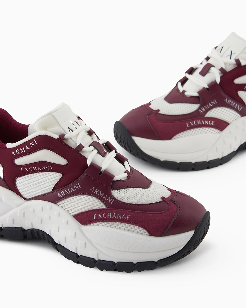 Armani Exchange - Chunky sneakers with contrasting inserts, Woman, White, Size: