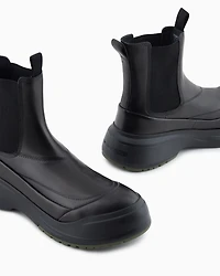 Emporio Armani - Chunky crust leather effect ankle boots, Man, Black, Size: