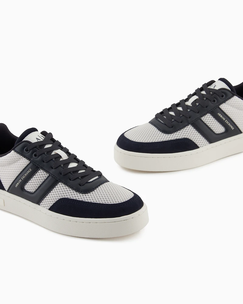 Armani Exchange - Mesh sneakers with contrasting inserts, Man, Navy_blue, Size: