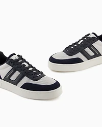 Armani Exchange - Mesh sneakers with contrasting inserts, Man, Navy_blue, Size: