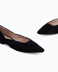 Emporio Armani - Embossed motif velvet ballerinas, Woman, Black, Size: