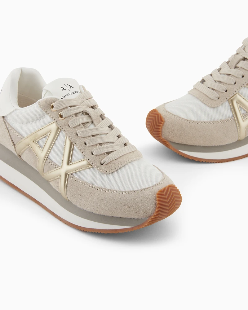 Running style sneakers with logo