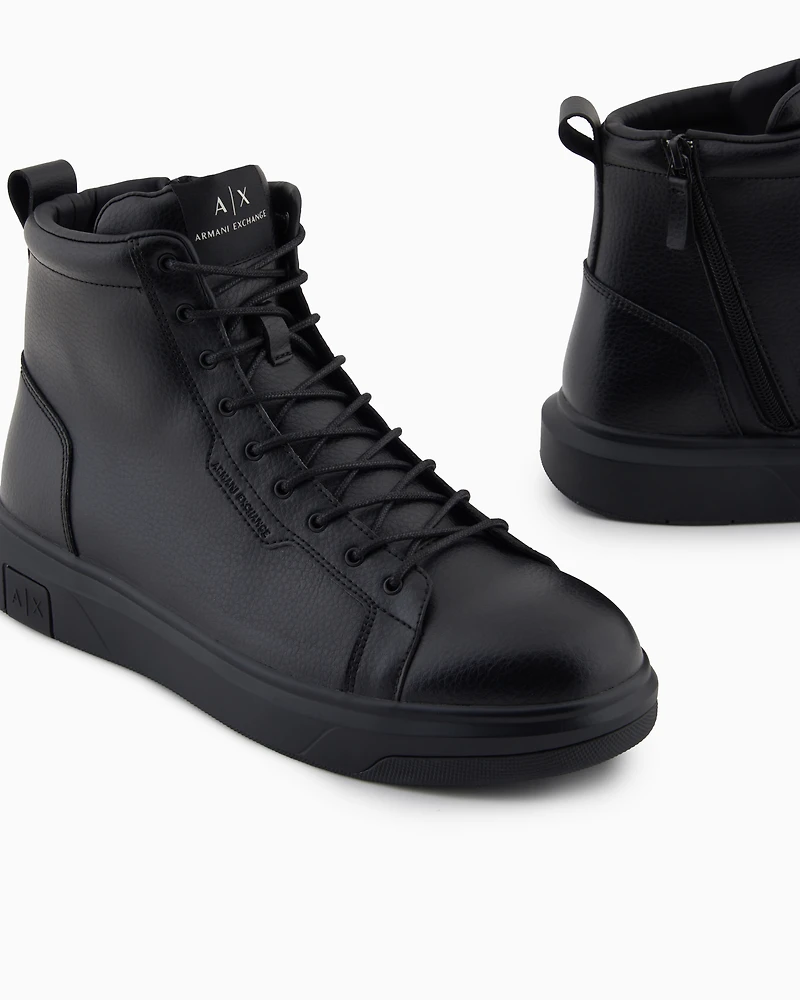 Armani Exchange - High sneakers with platform sole, Man, Black, Size: