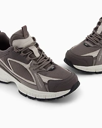 Armani Exchange - TECHNICAL FABRIC CHUNKY SNEAKERS, Man, Brown, Size: