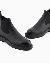 Emporio Armani - Dappled leather Beatle boots, Man, Black, Size: