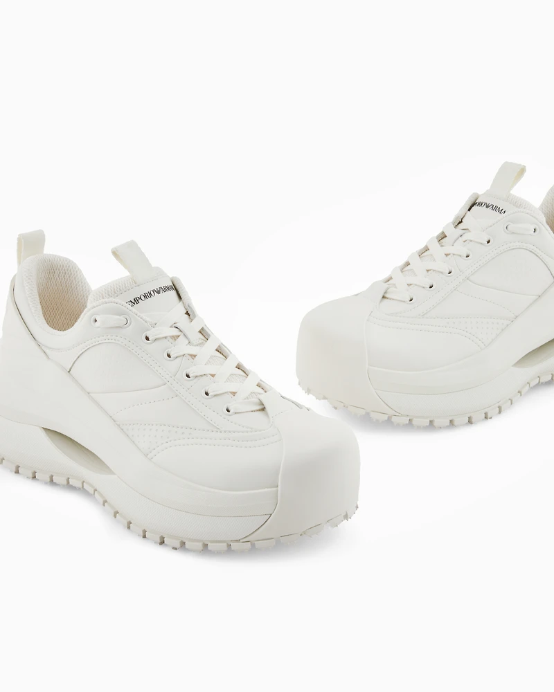 Emporio Armani - Chunky leather sneakers, Man, White, Size: