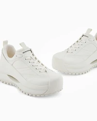 Emporio Armani - Chunky leather sneakers, Man, White, Size:
