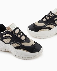 Armani Exchange - Chunky sneakers with contrasting inserts, Woman, Black, Size: