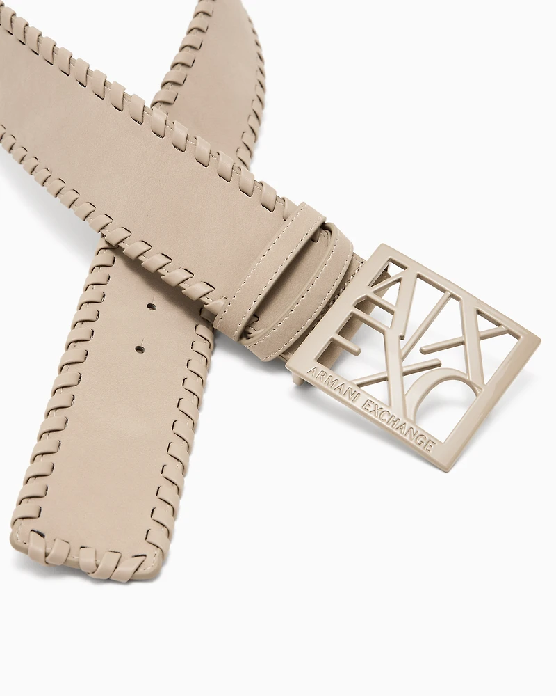 Suede belt with logo