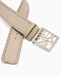 Suede belt with logo