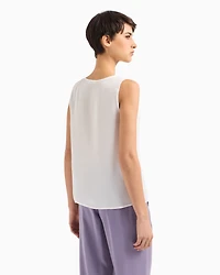 Emporio Armani - Icon top silk double georgette, Woman, White, Size: