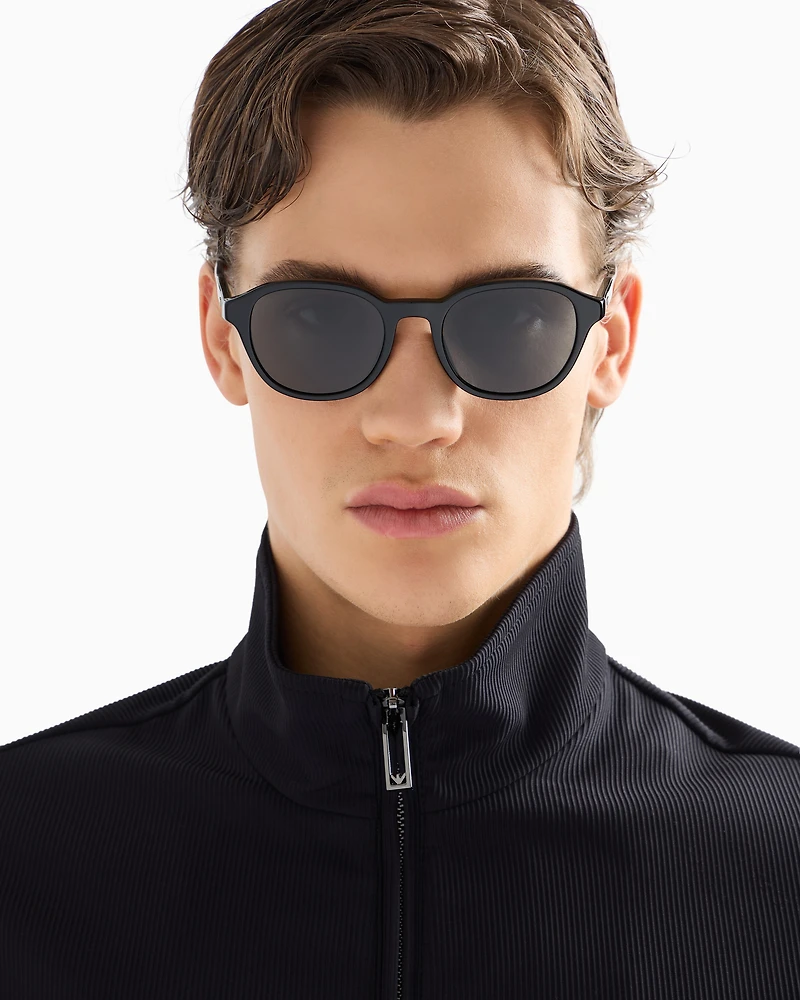 Emporio Armani - Men’s panto sunglasses, Man, Black, Size: 51L