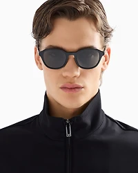 Emporio Armani - Men’s panto sunglasses, Man, Black, Size: 51L