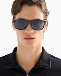 Emporio Armani - Men’s square sunglasses, Man, Blue, Size: 56L