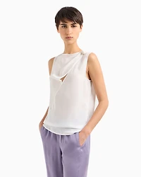 Emporio Armani - Icon top silk double georgette, Woman, White, Size: