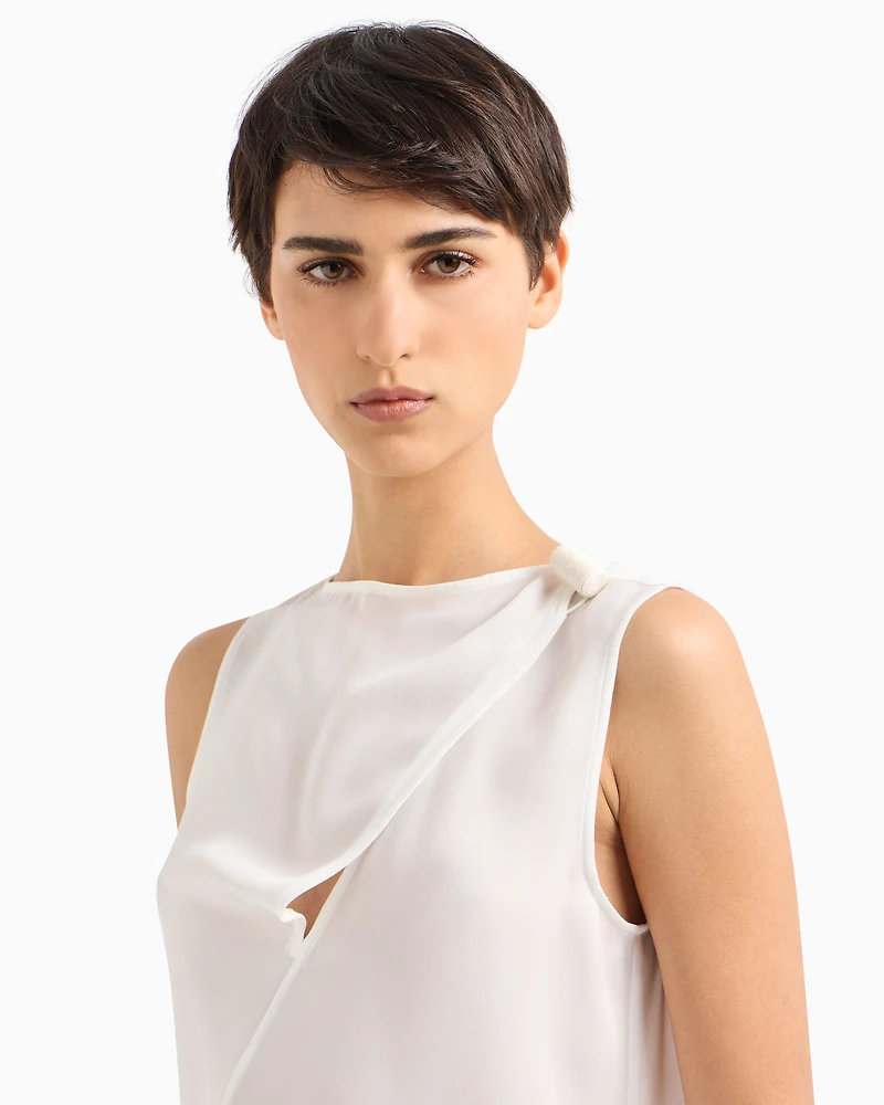 Emporio Armani - Icon top silk double georgette, Woman, White, Size:
