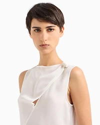 Emporio Armani - Icon top silk double georgette, Woman, White, Size: