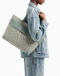 Shopper bag with allover contrasting logo